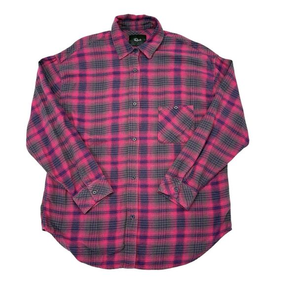 Rails Top Women’s Size Small Pink Plaid Button Front Flannel‎ Relaxed Flowy Boho - Picture 1 of 9
